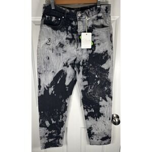 Elan Black Gray Tie Dye‎ Distressed High Rise Mom Jeans Trendy medium 14